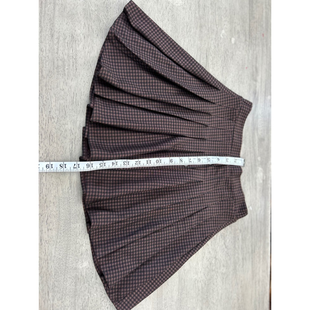 Zara Girls Brown Houndstooth Pleated Mini Skirt Button Front Size 11-12 152cm - Picture 4 of 6